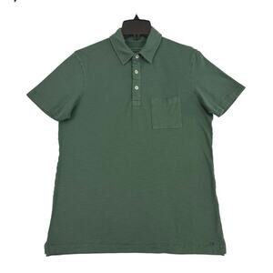 Outerknown Saltwater Slub Polo Shirt Men Medium Green Organic Cotton Huckberry